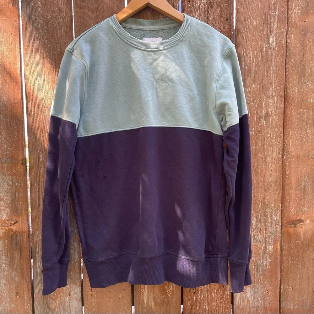 GOODFELLOW Men’s‎ Blue Teal Colorblock Sweatshirt Long Sleeve Size Small